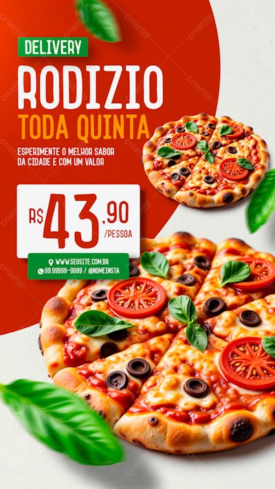 Story Rodizio De Pizza Toda Quinta Pizzaria Social Media Psd Editável