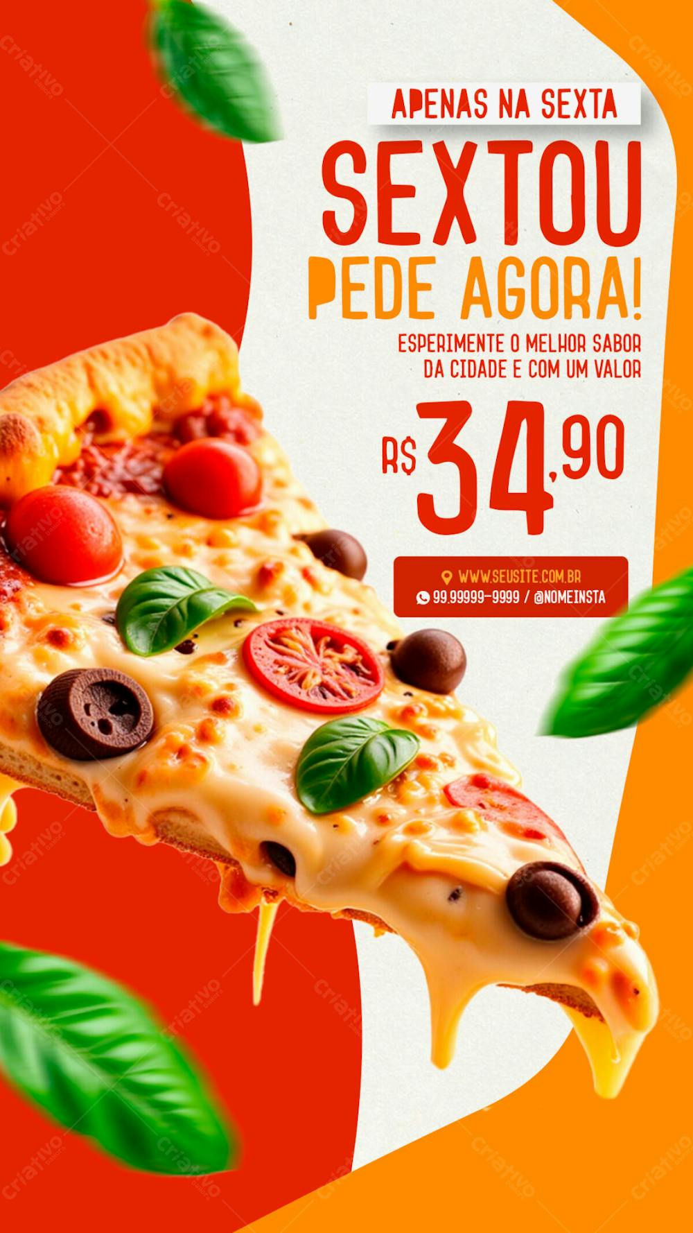 Story Sextou Pede Sua Pizza Agora Pizzaria Social Media Psd Editável