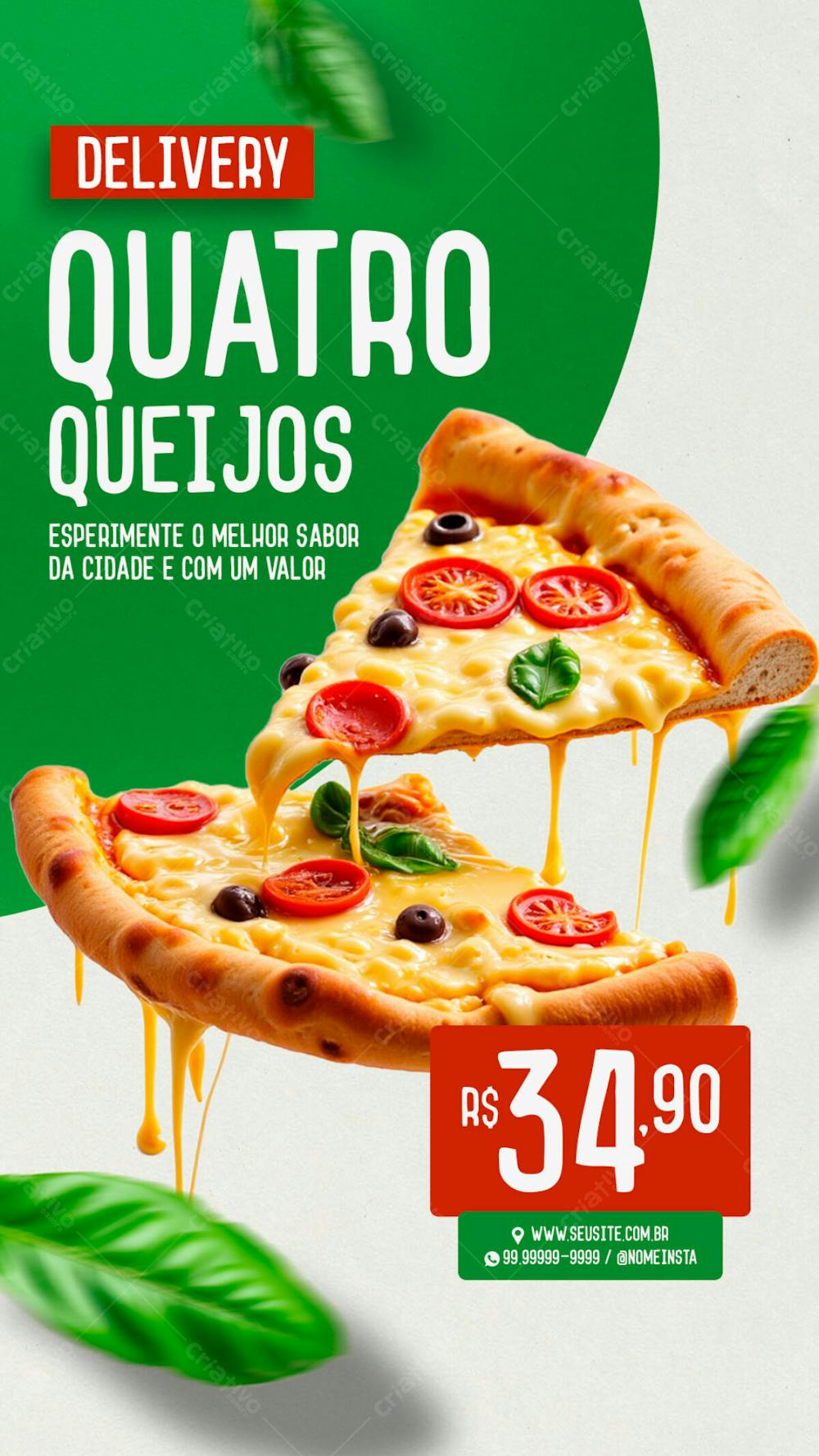 Story Delivery Pizza Quatro Queijos Pizzaria Social Media Psd Editável