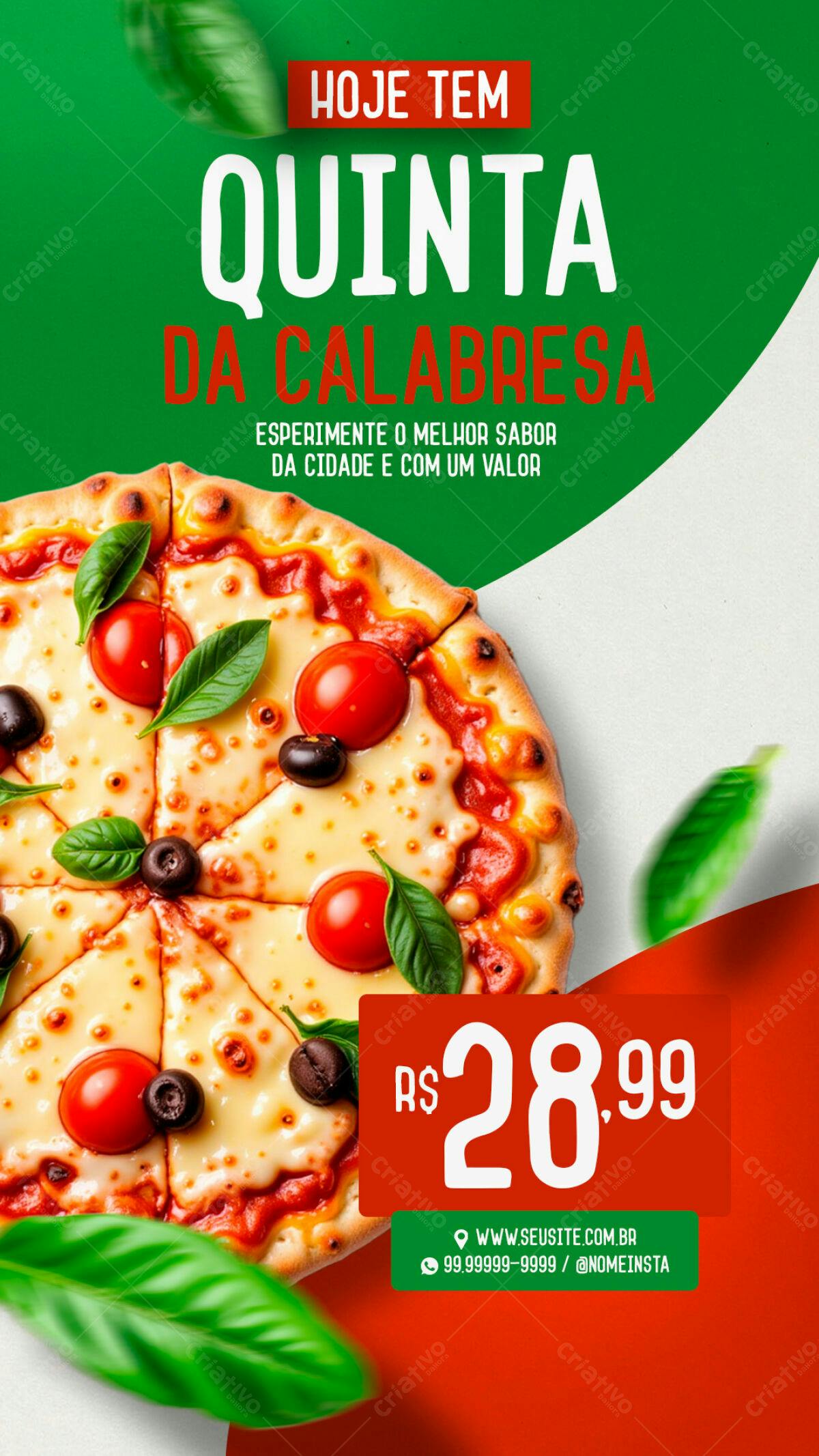 Flyer Quinta da Calabresa Pizza PSD Editável
