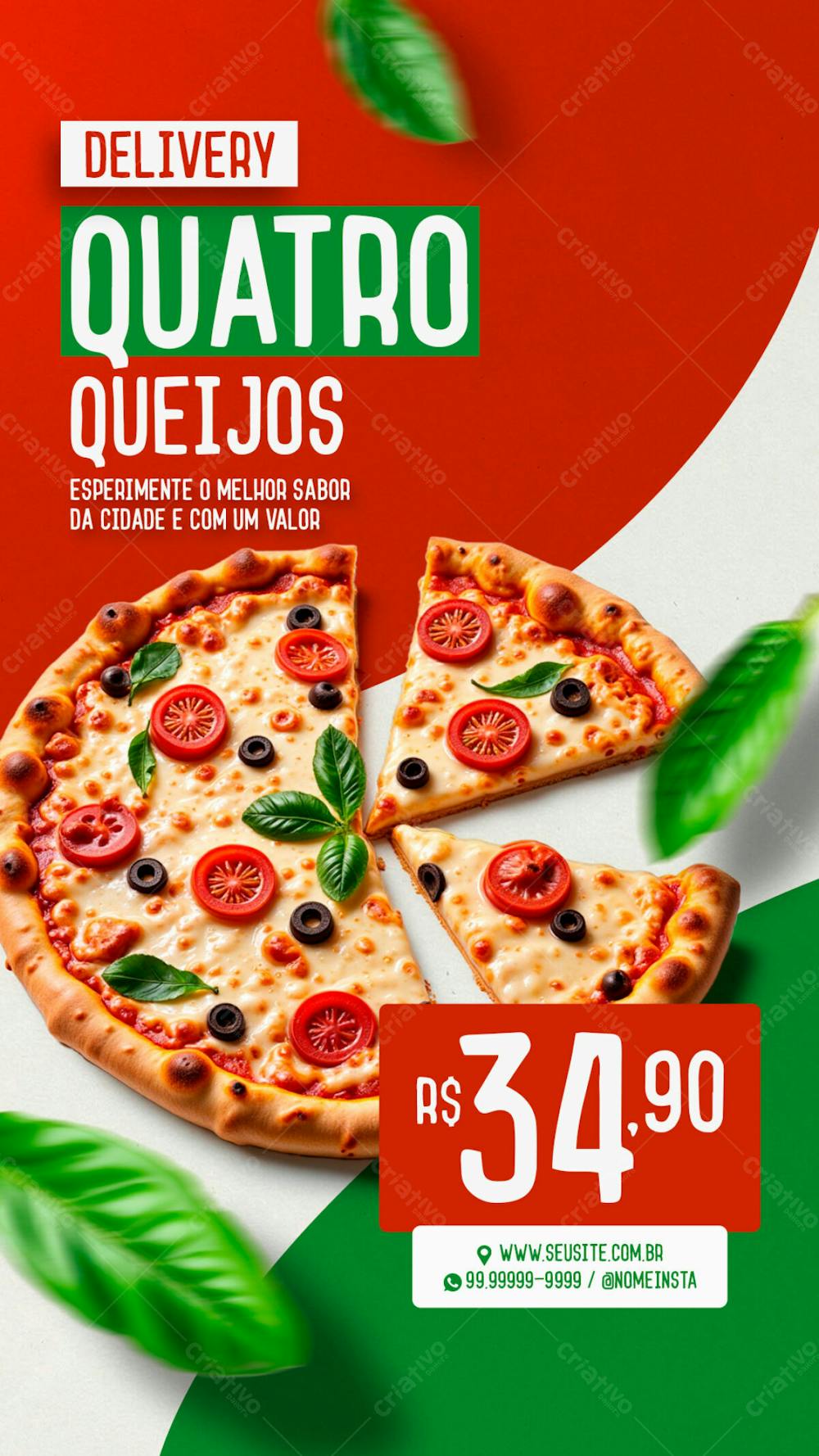 Story Pizza Quatro Queijos Pizzaria Social Media Psd Editável