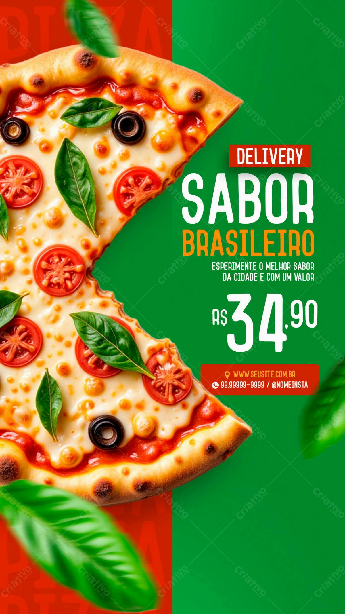 Flyer para Delivery de Pizza PSD Editável