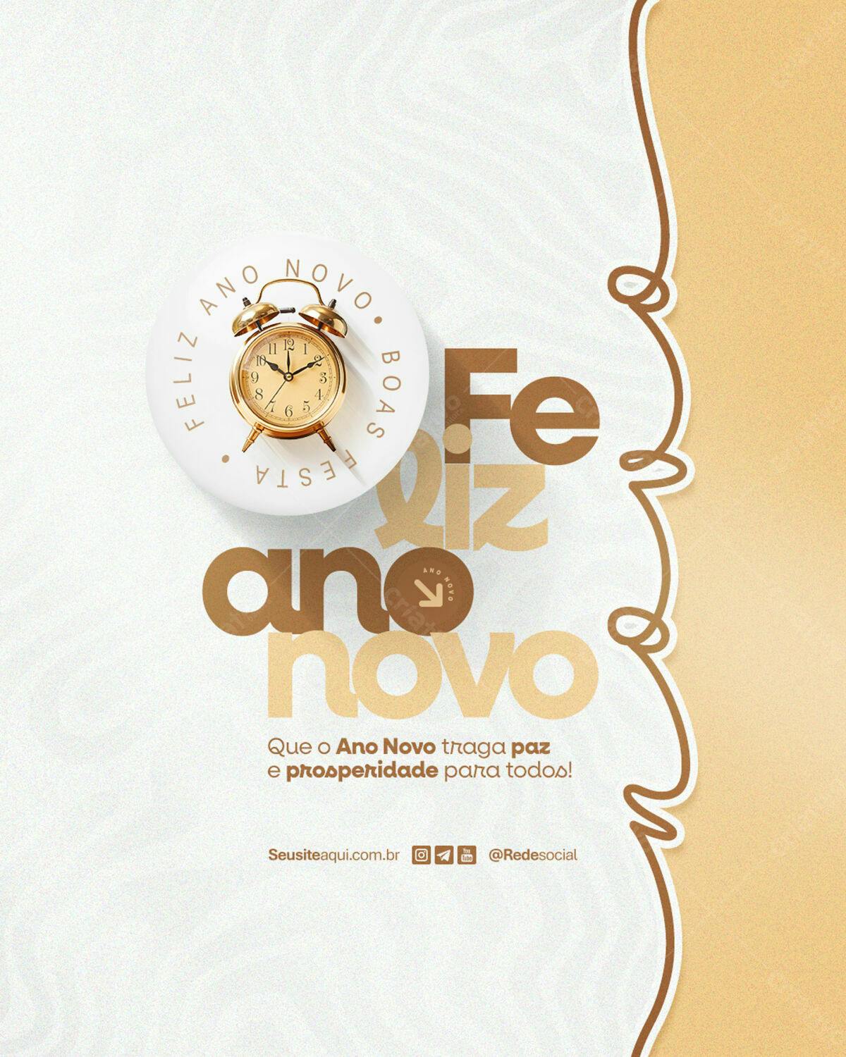 Flyer Feliz Ano Novo PSD Editável