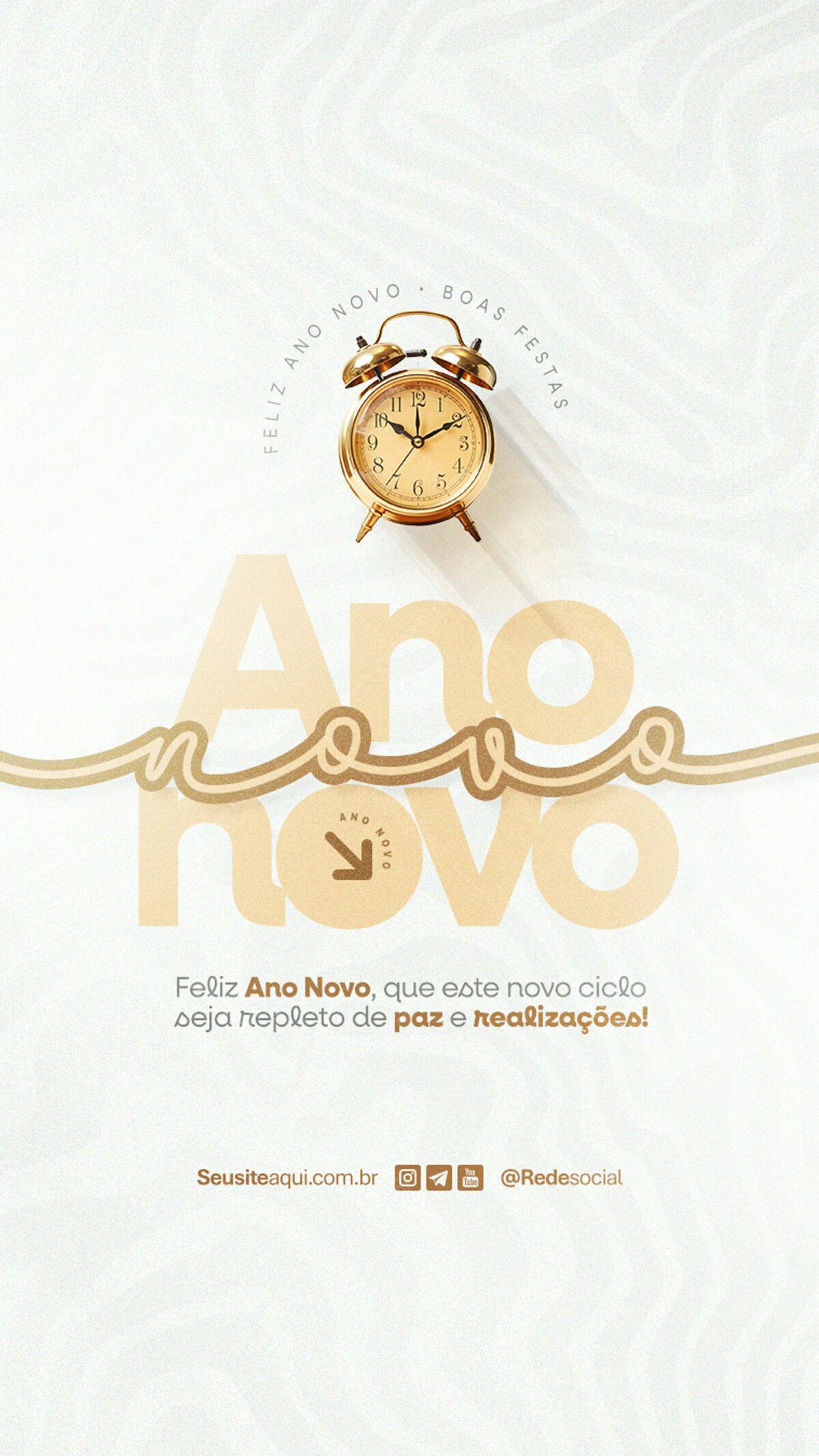 Flyer Feliz Ano Novo PSD Editável