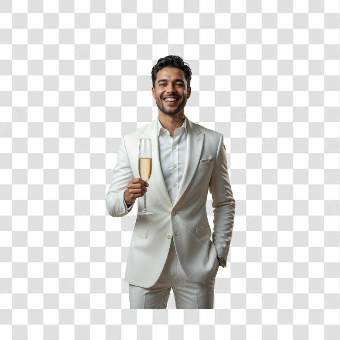 Imagem PNG com fundo transparente Homem em terno branco brindando