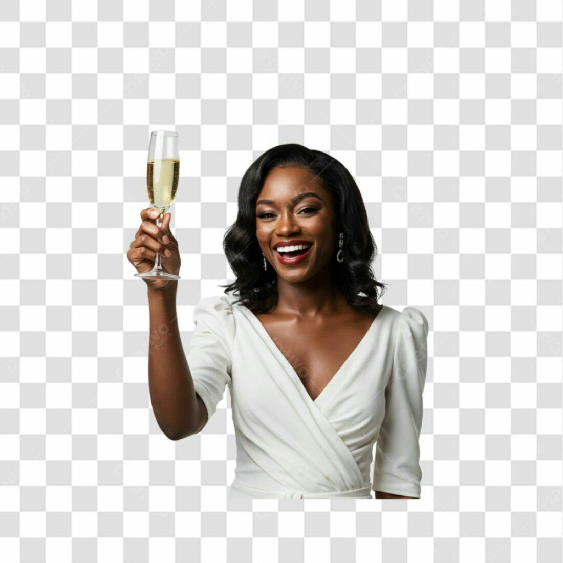 Imagem PNG mulher negra brinde fundo transparente