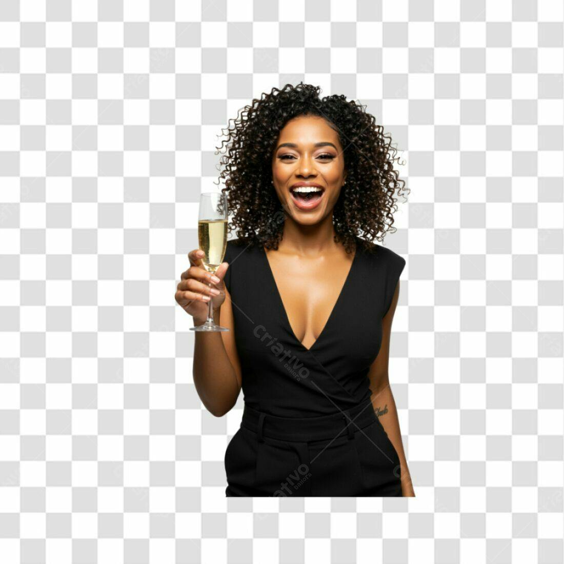 Imagem PNG Festa Ano Novo Mulher Negra com fundo transparente