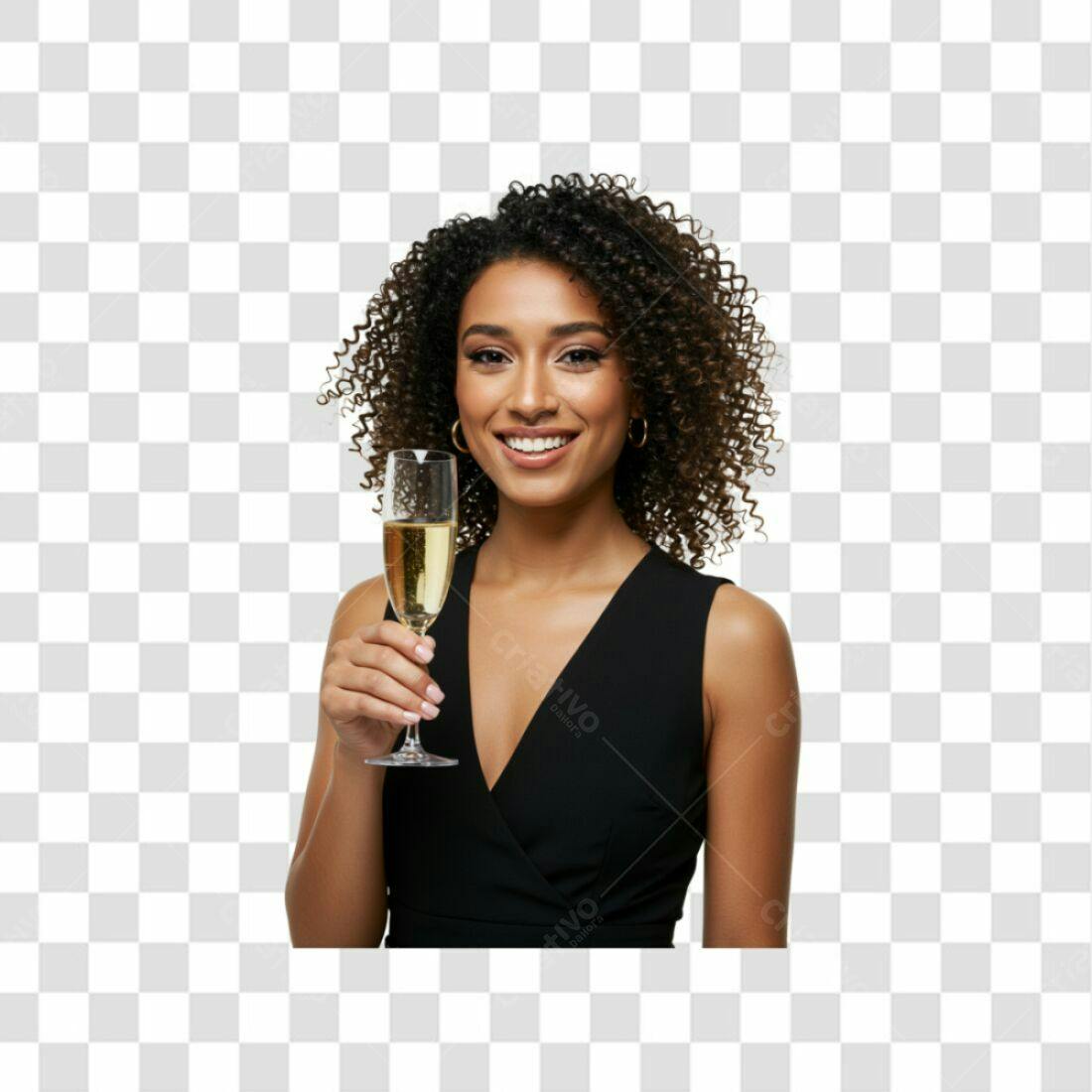 Imagem PNG com fundo transparente mulher brindando Ano Novo