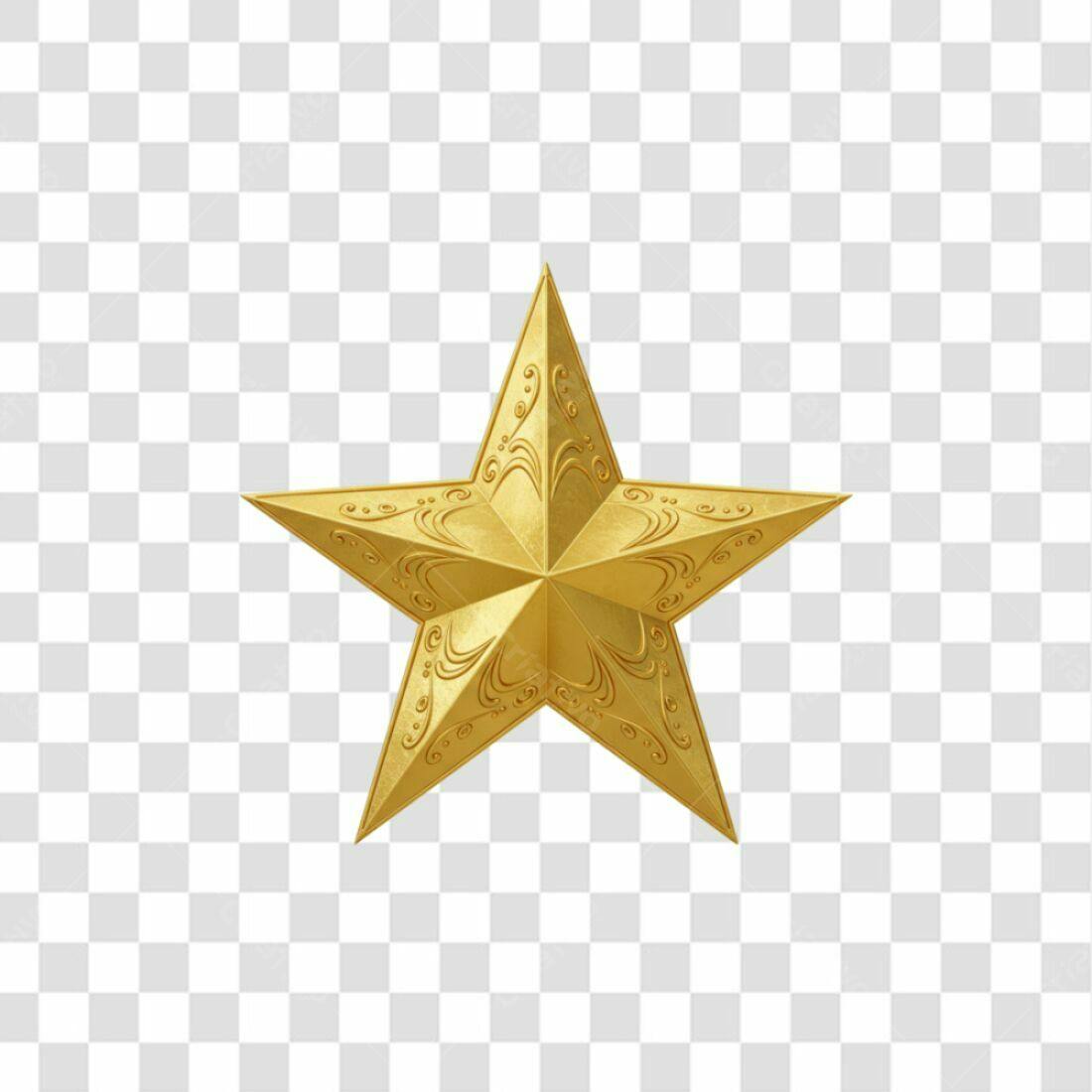 Icone Natal Estrela Dourada PNG com fundo transparente