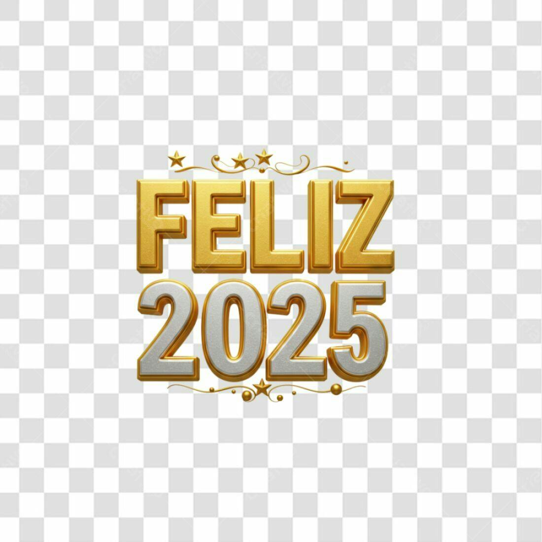 Icone Feliz Ano Novo 2025 PNG com fundo transparente