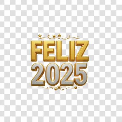 Feliz 2025 Dourado E Branco Png Transparente