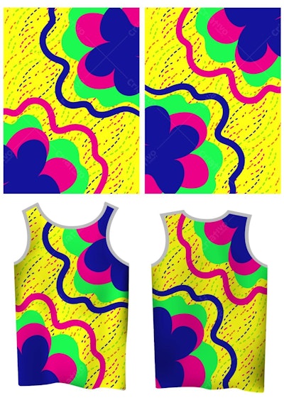 Padrão Vetorial Abstrato Flores Amarelo Rosa Verde Azul SVG