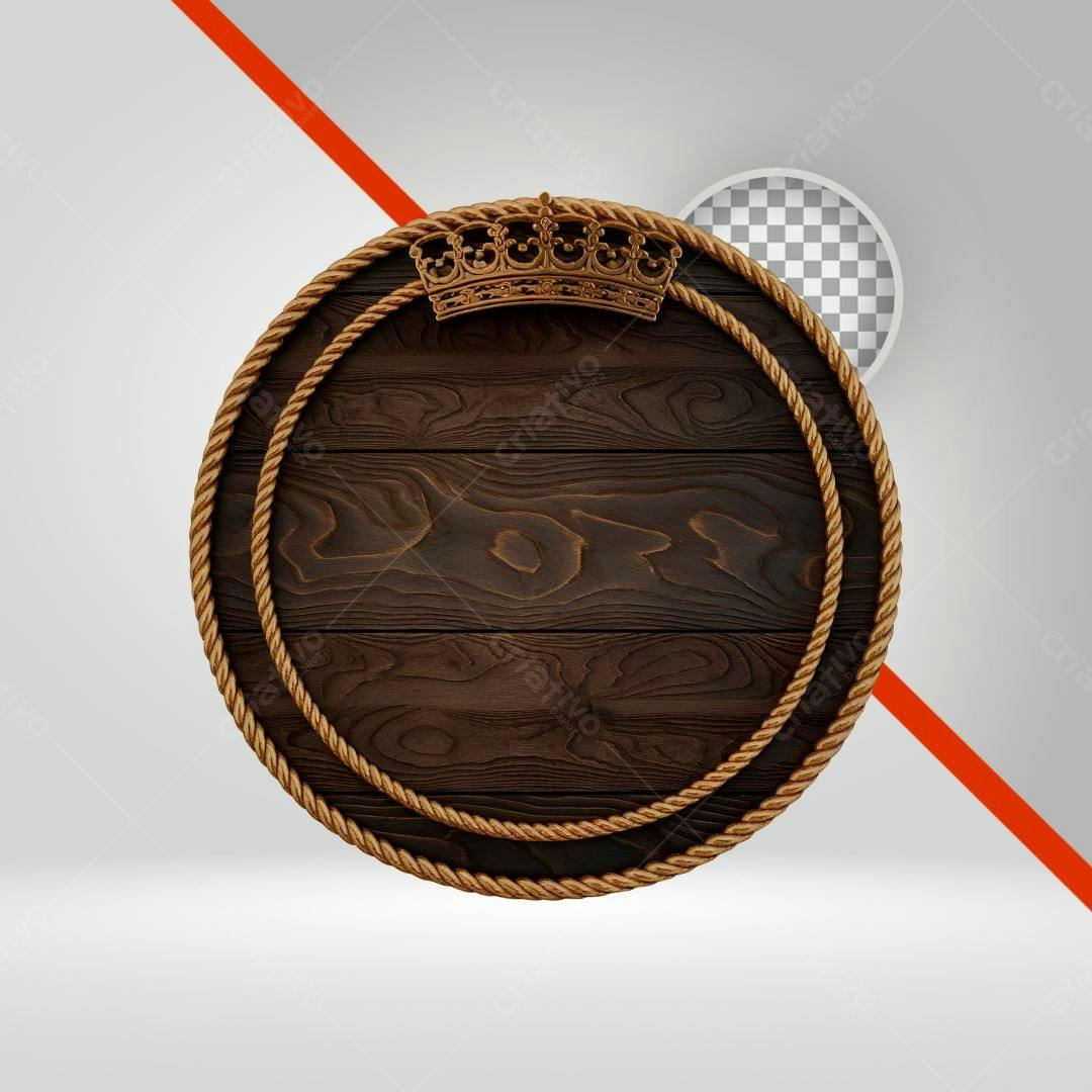 Selo Madeira e Coroa PNG com fundo transparente