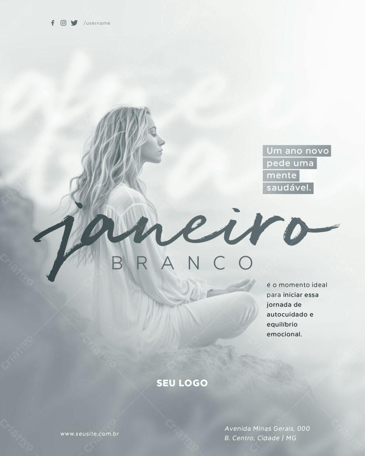 Flyer Janeiro Branco PSD Editável