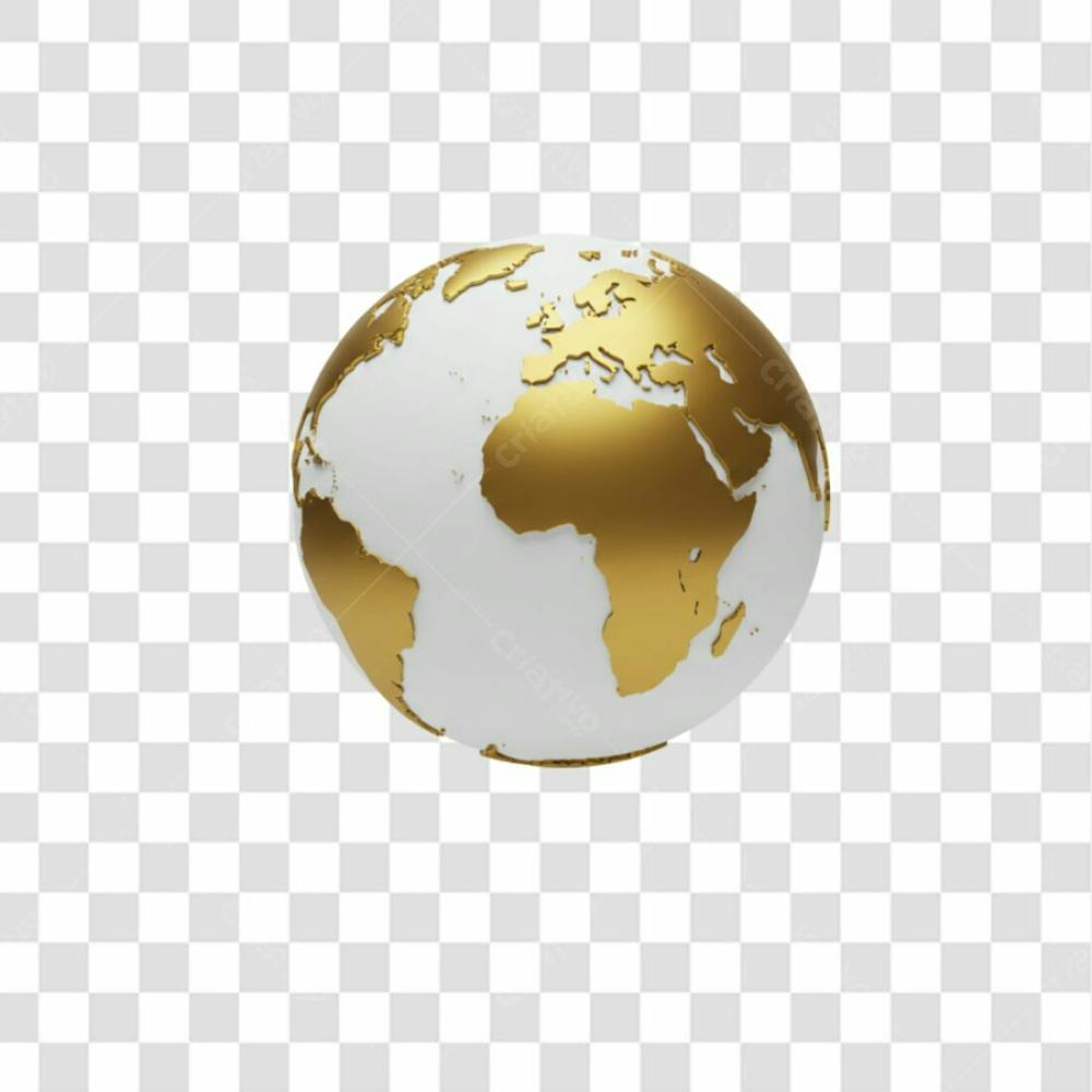 Globo Terrestre Dourado Png Transparente