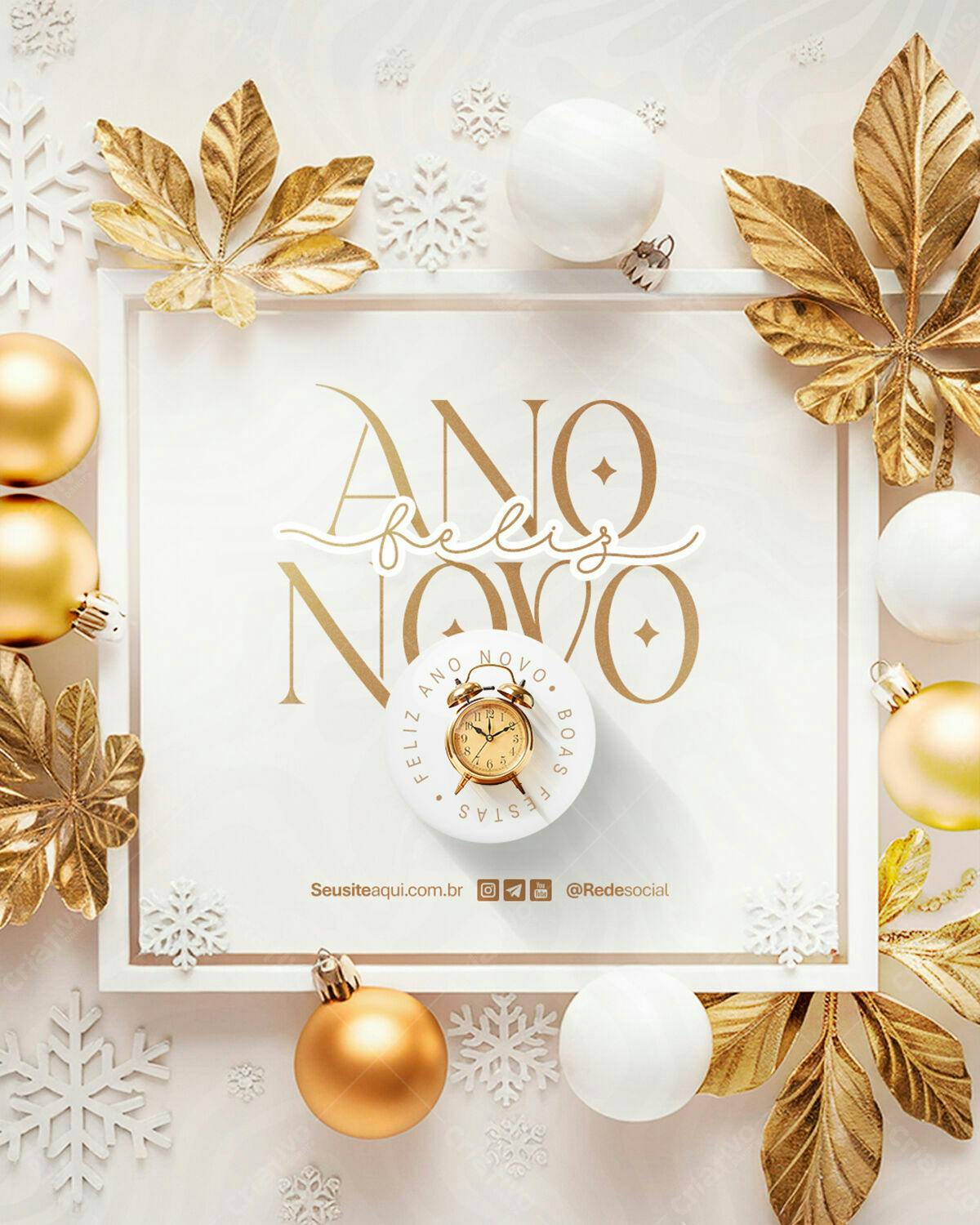 Postagem Ano Novo Luxo PSD Editável