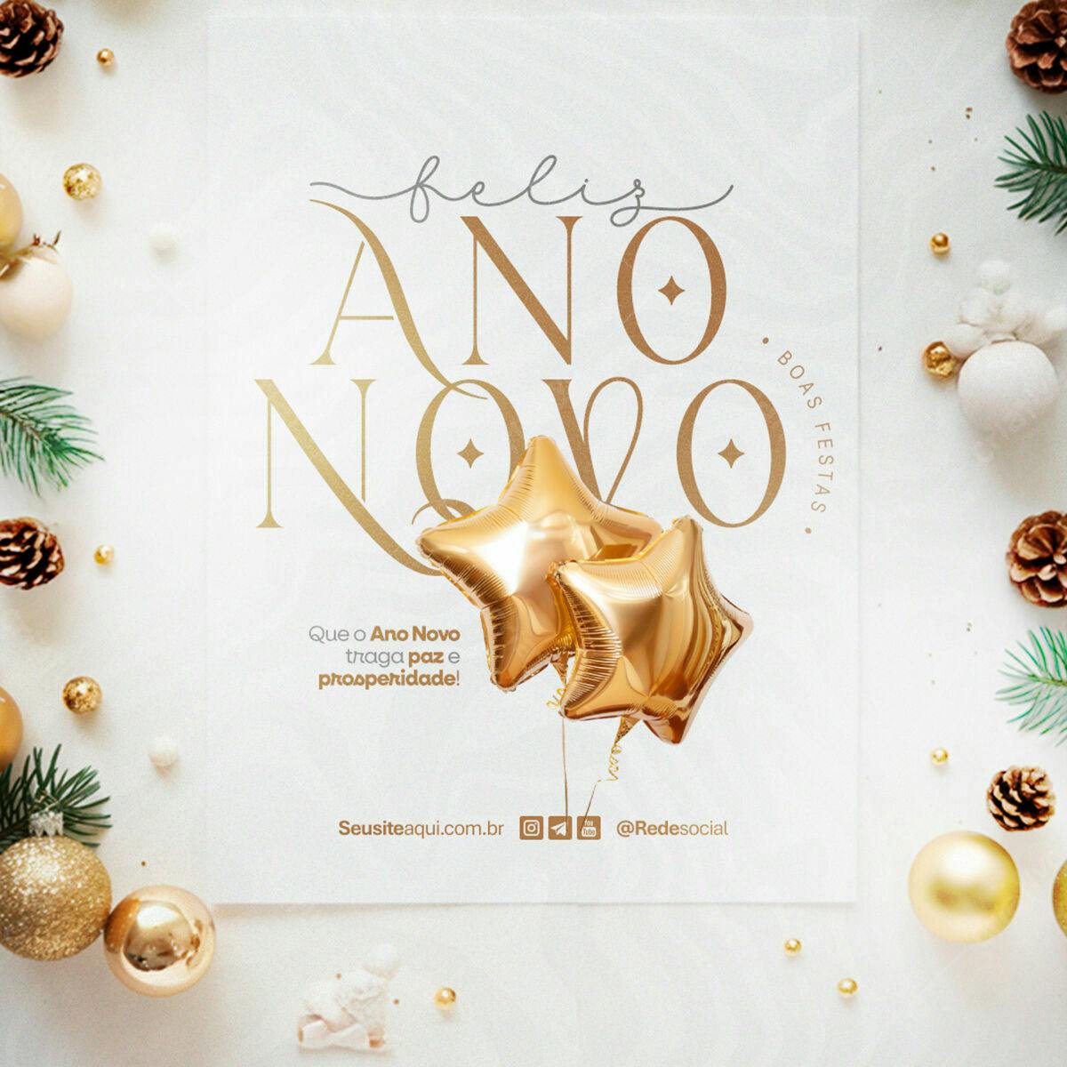 Flyer Feliz Ano Novo PSD Editável