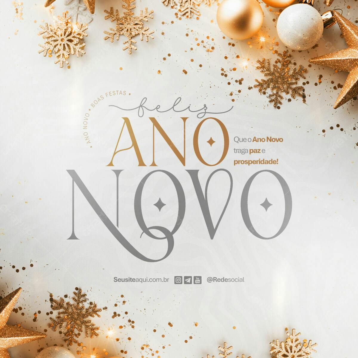 Postagem Feliz Ano Novo PSD Editável