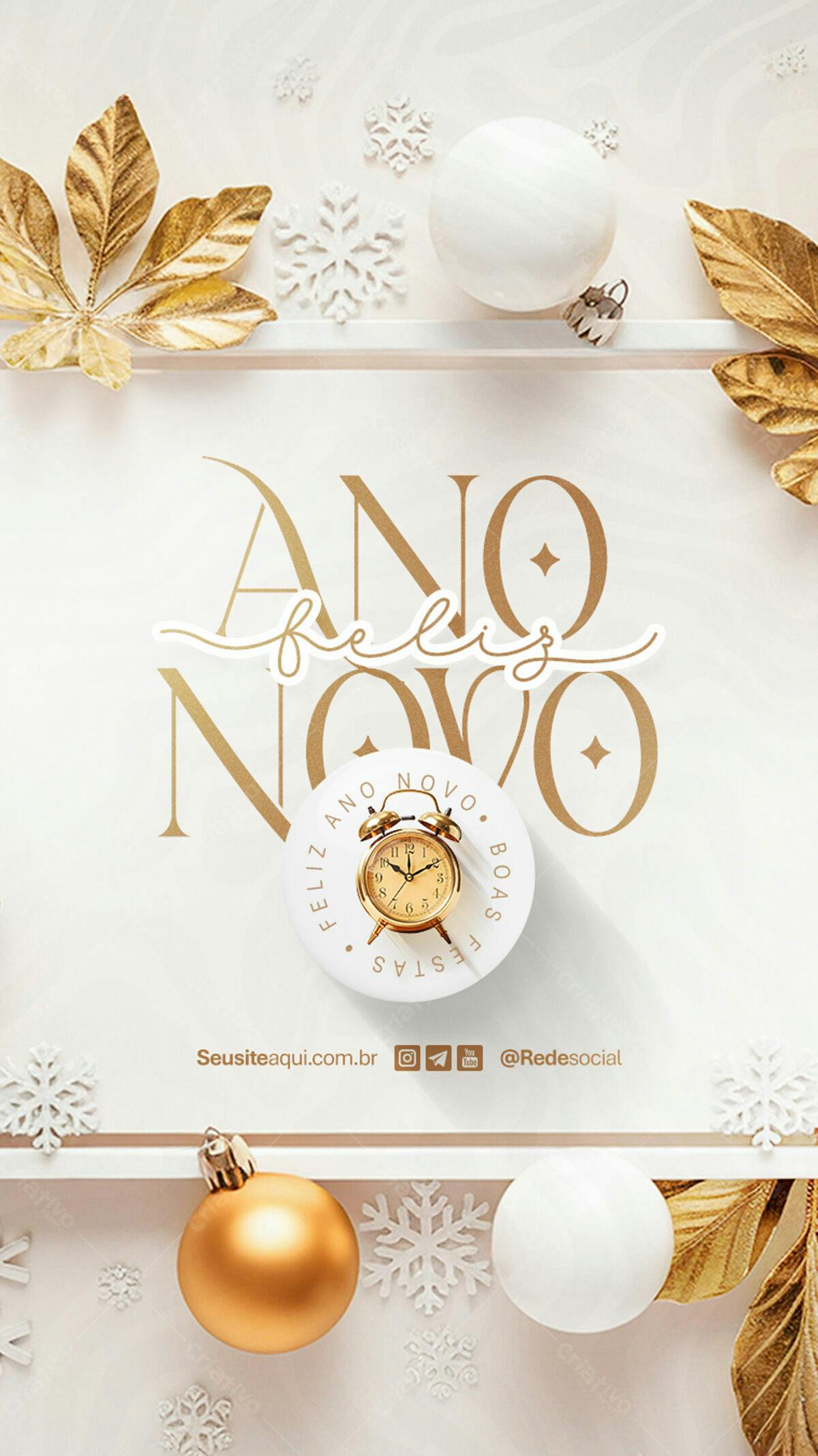 Flyer Feliz Ano Novo PSD Editável