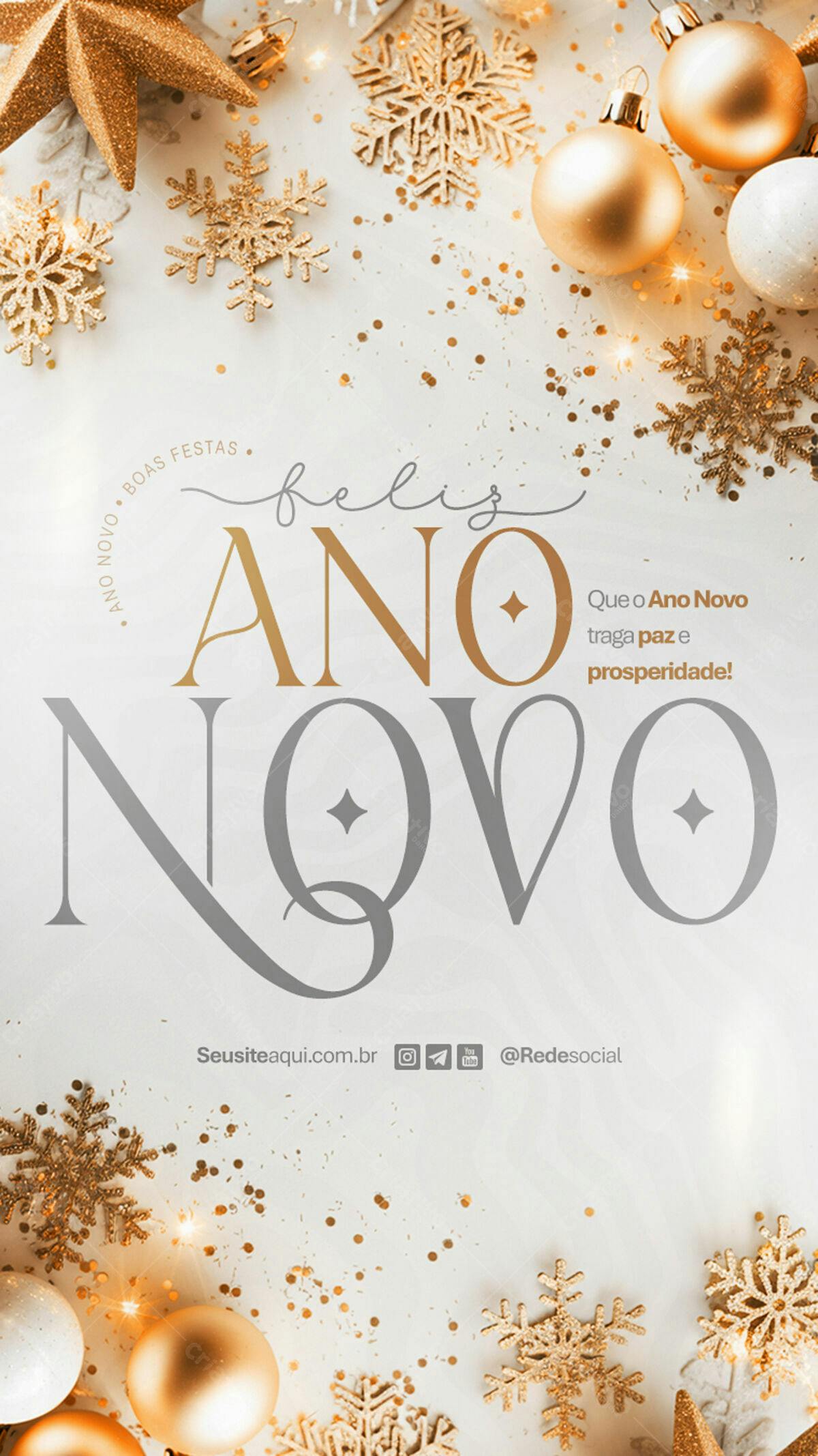 Flyer Feliz Ano Novo PSD Editável