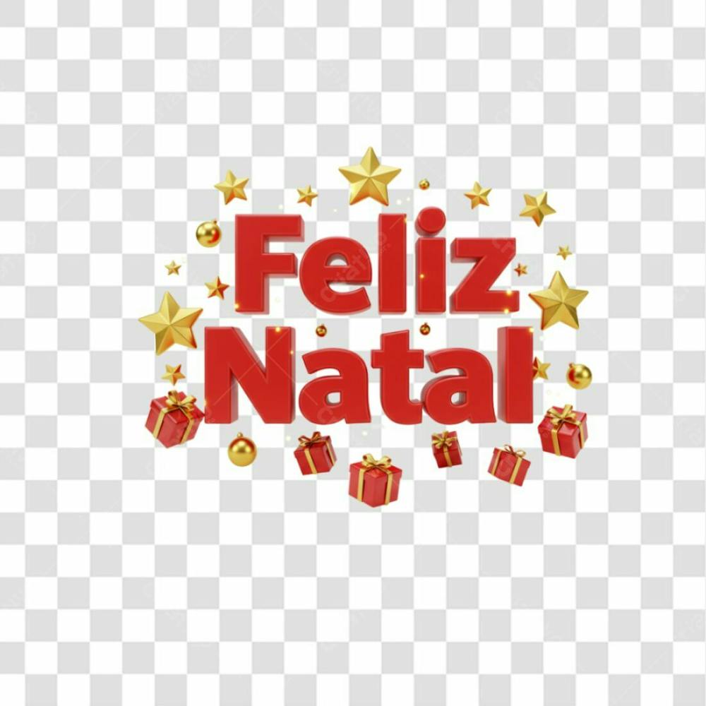 Feliz Natal Vermelho Com Presentes E Estrela Em Volta Png Transparente