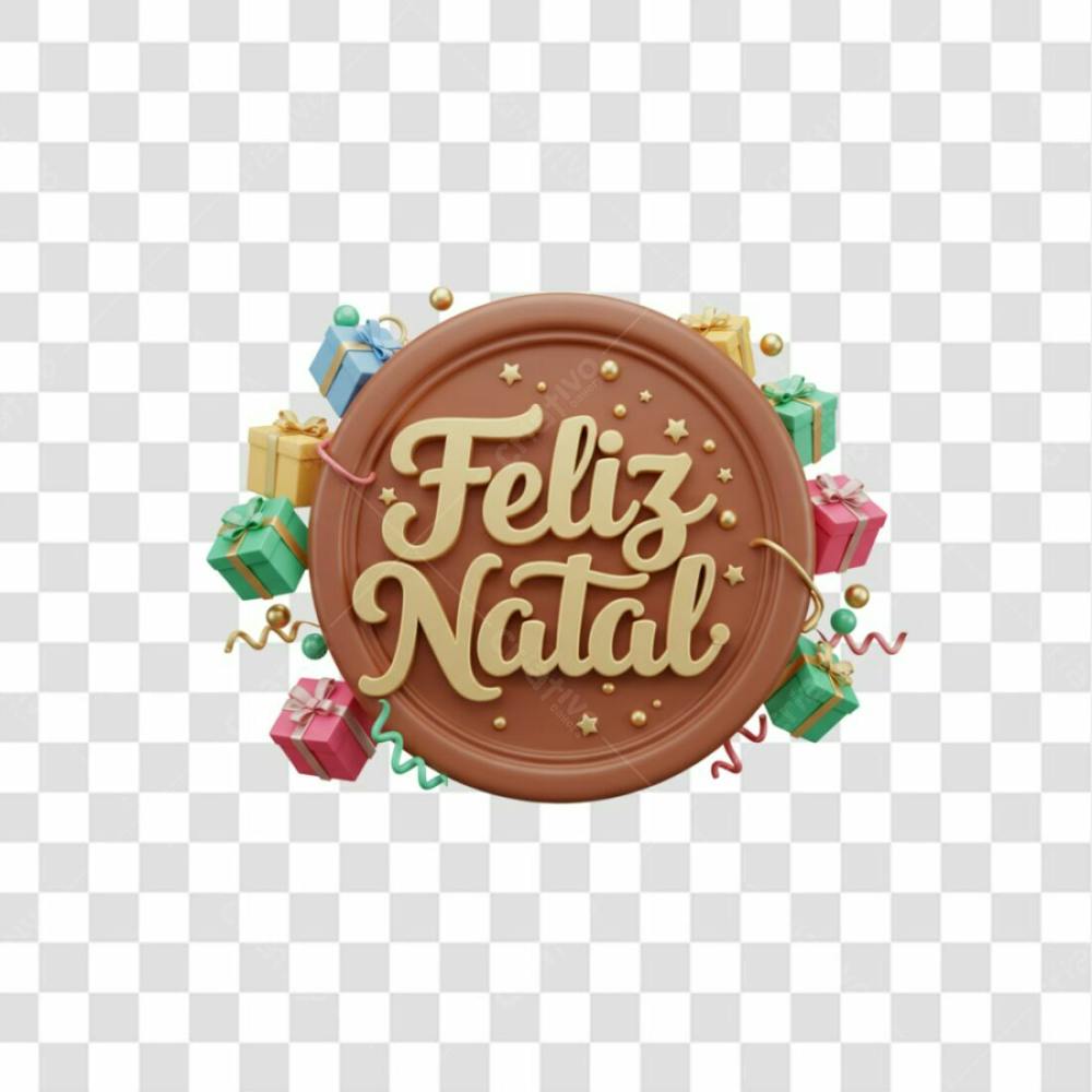 Feliz Natal Com Circulo Atrás Com Presentes 3D Png Transparente