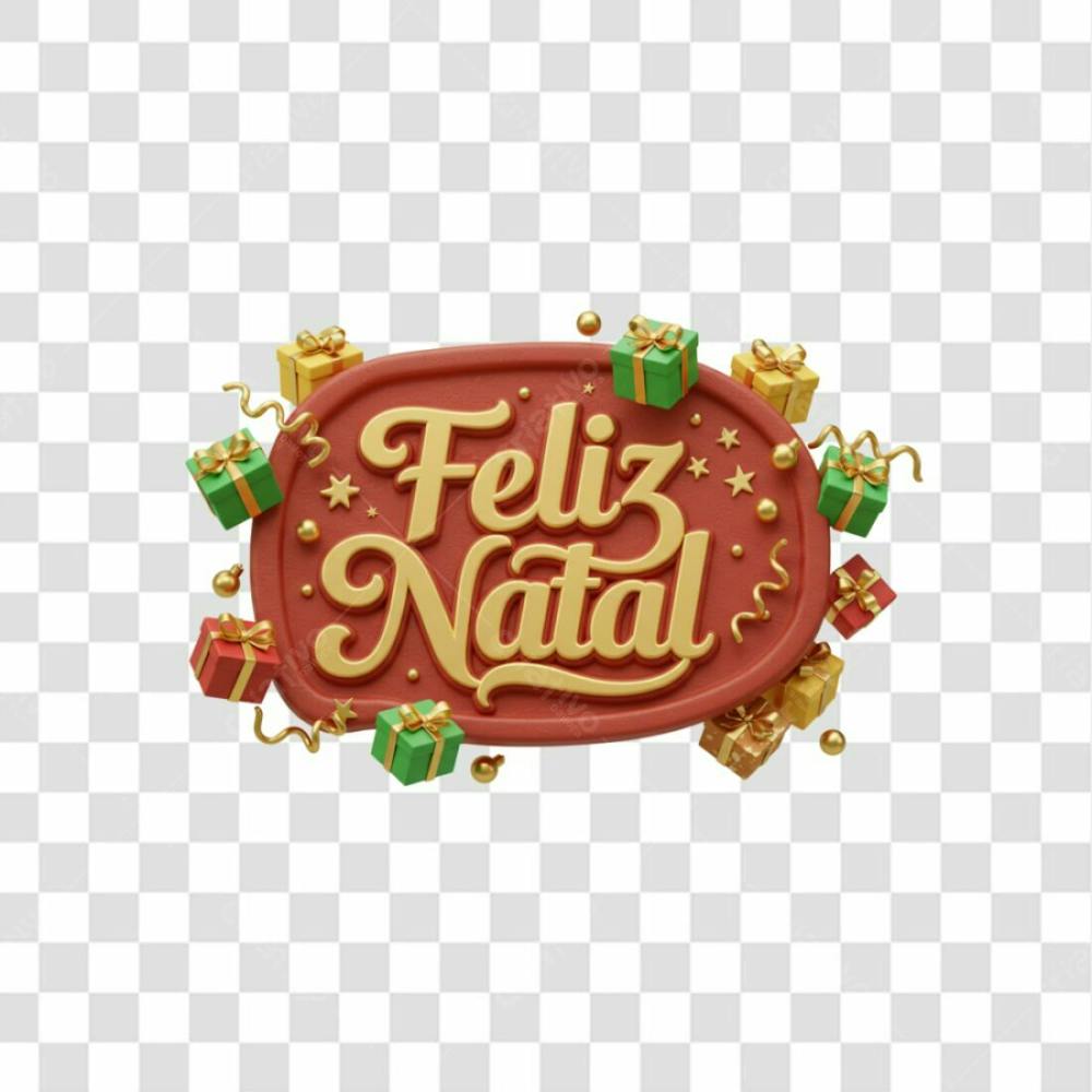 Feliz Natal Com Presentes 3D Png Transparente