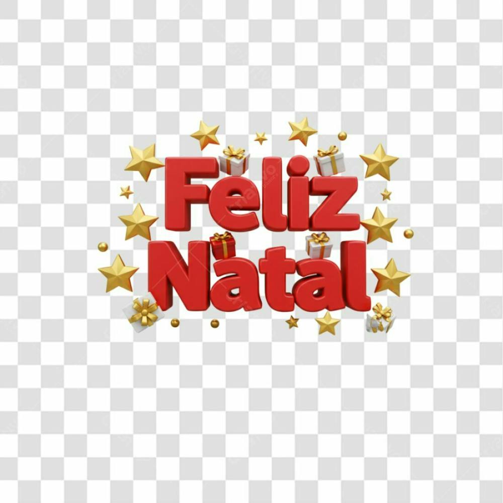 Feliz Natal Com Presentes E Estrela Em Volta 3D Png Transparente