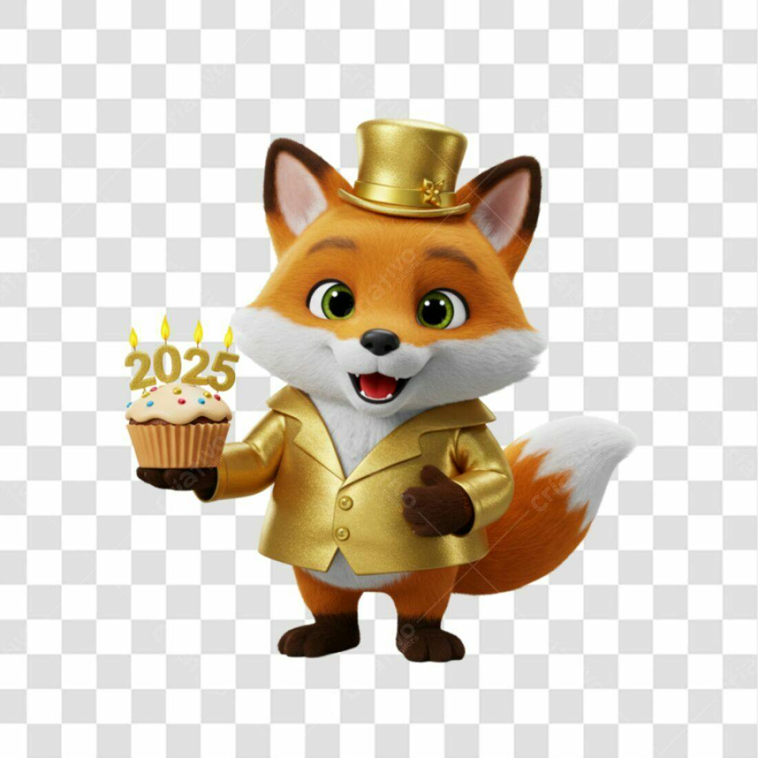 Icone Ano Novo 2025 Raposa PNG com fundo transparente