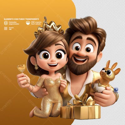 Personagem Estilo Mascote 3D Para Ano Novo Png Transparente 9