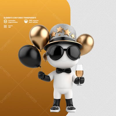 Personagem Estilo Mascote 3D Para Ano Novo Png Transparente 10