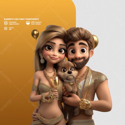 Personagem Estilo Mascote 3D Para Ano Novo Png Transparente 1