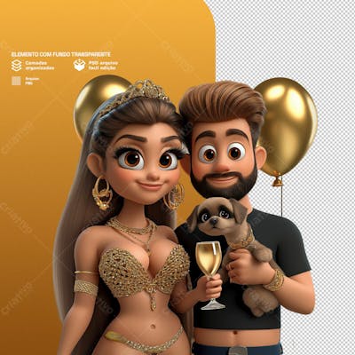Personagem Estilo Mascote 3D Para Ano Novo Png Transparente 2