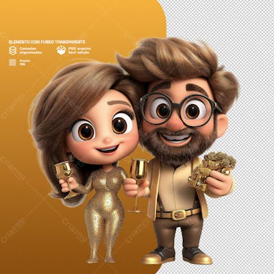 Personagem Estilo Mascote 3D Para Ano Novo Png Transparente 3