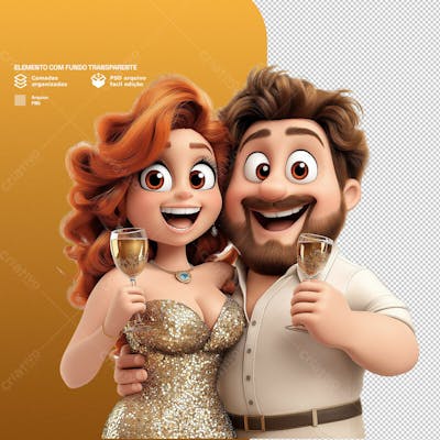 Personagem Estilo Mascote 3D Para Ano Novo Png Transparente 5