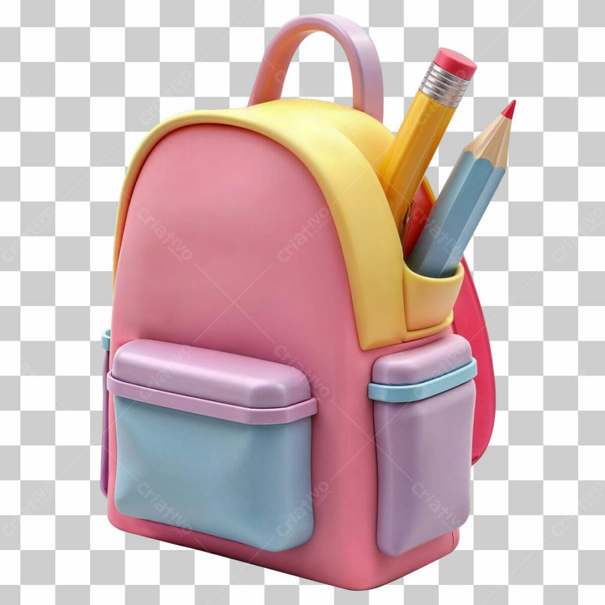Mochila Escolar Cartoon PSD Editável