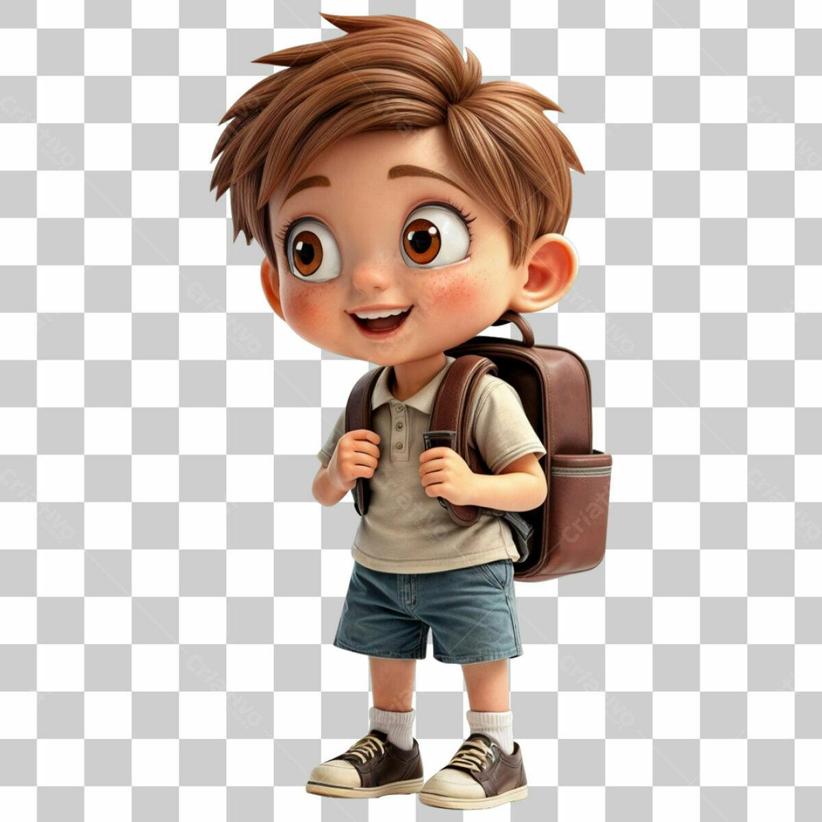 Personagem Menino para Volta às Aulas PSD Editável