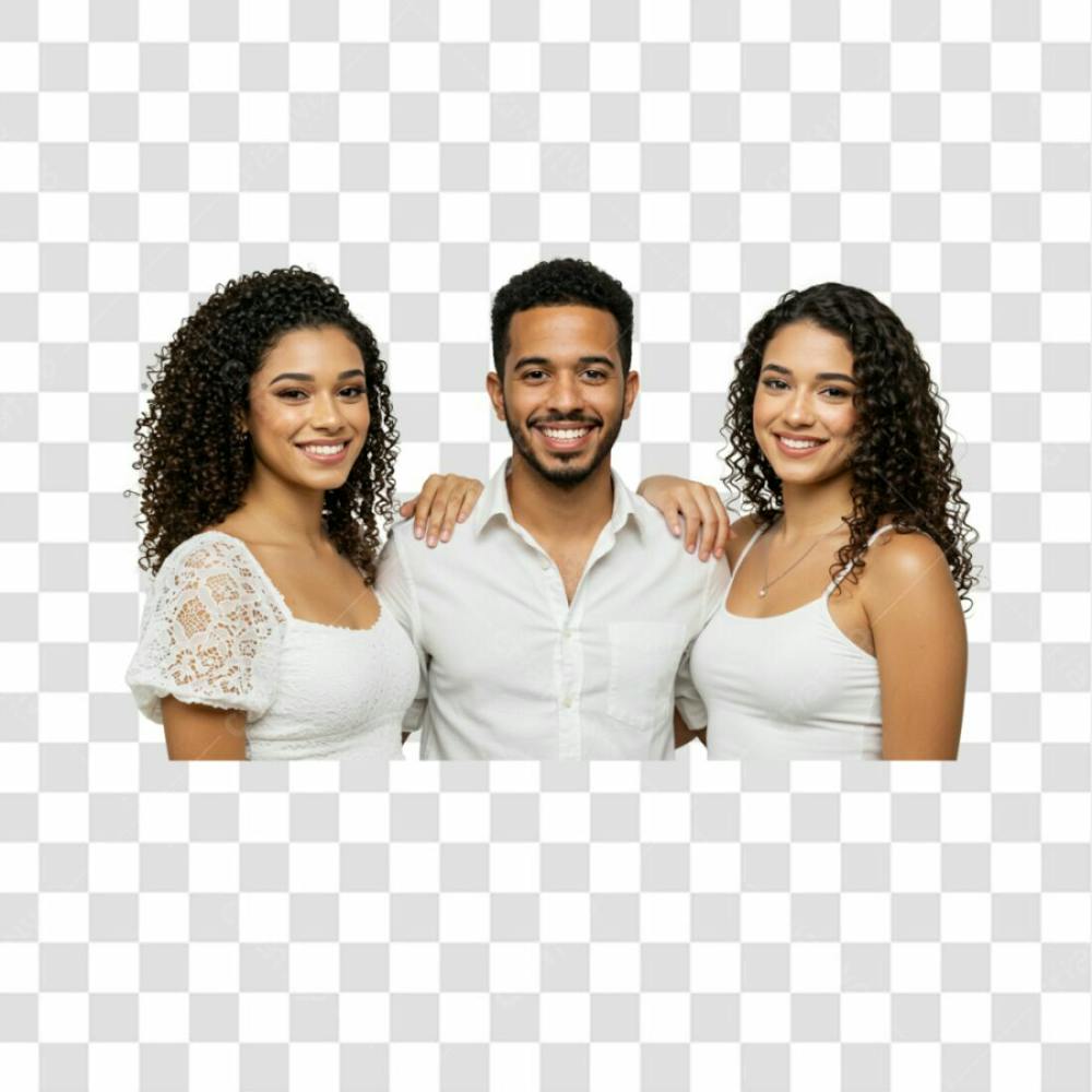 Irmãos Felizes Com Roupa Branca, Cabelo Cacheado Png Transparente