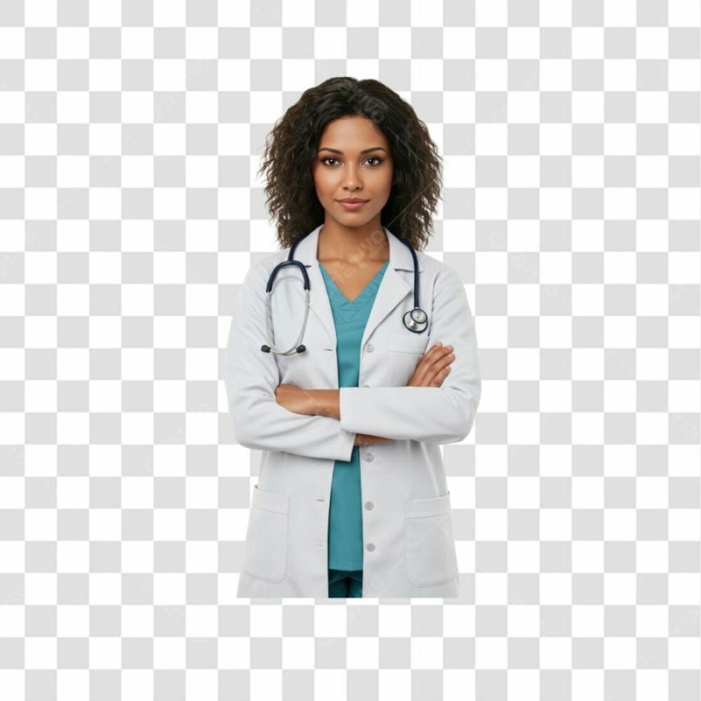 Médica Enfermeira Jaleco Branco Cabelo Cacheado Png Transparente