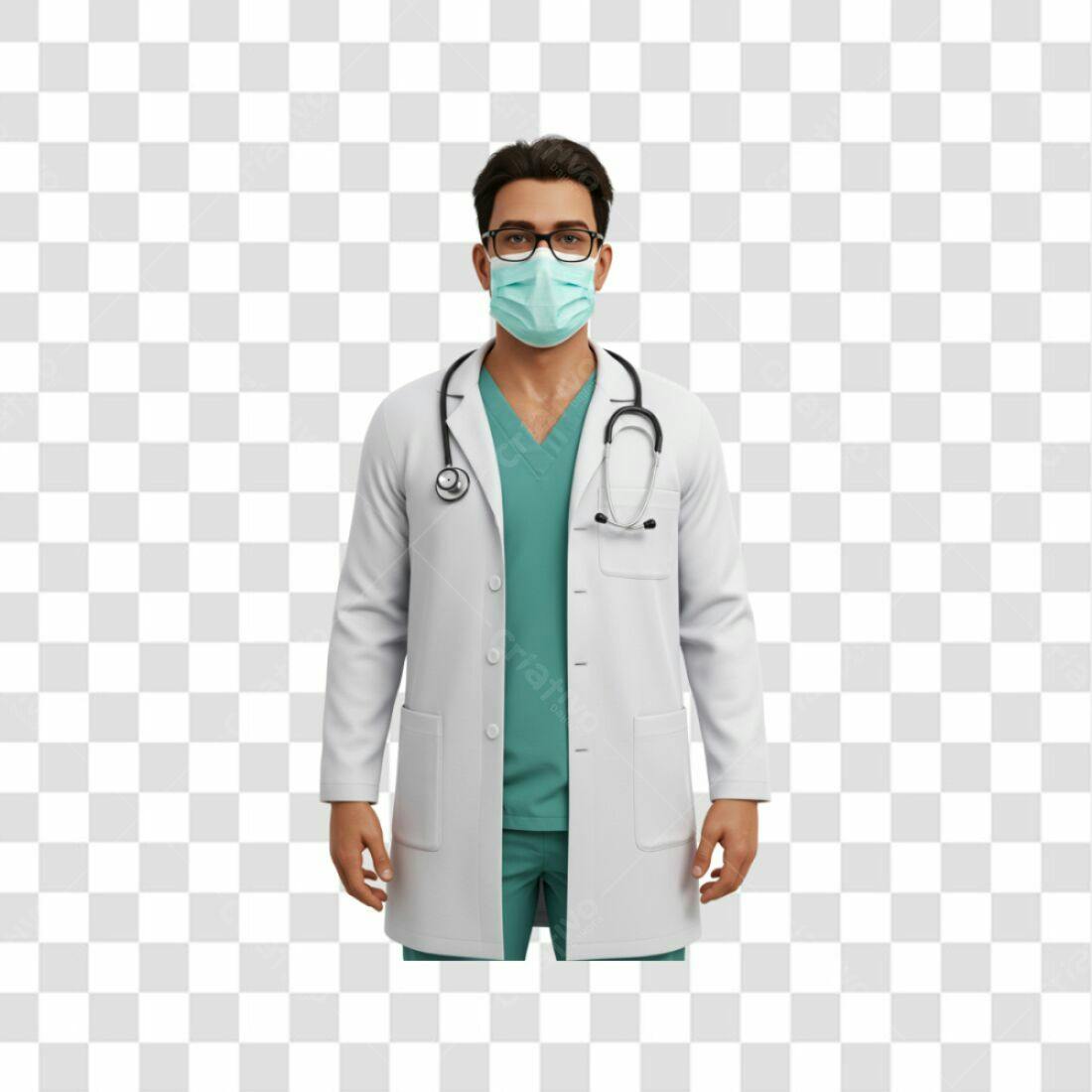 Icone Médico com Máscara PNG com fundo transparente