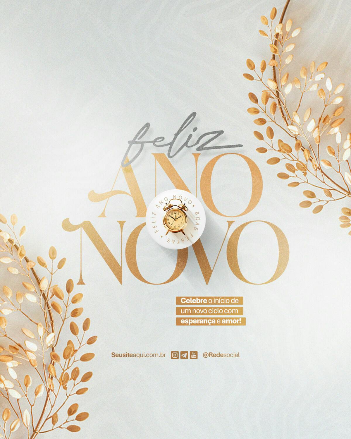 Flyer Feliz Ano Novo PSD Editável