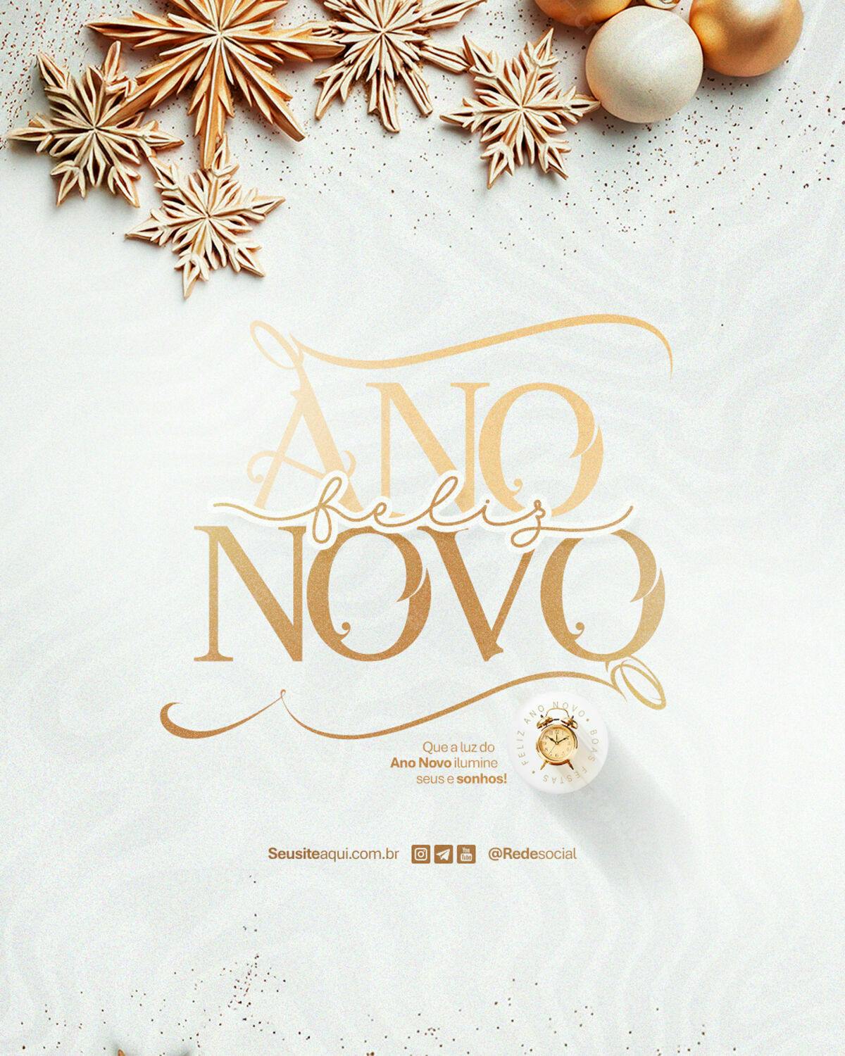 Postagem Feliz Ano Novo PSD Editável