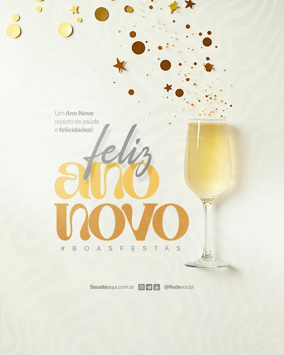 Flyer Feliz Ano Novo PSD Editável