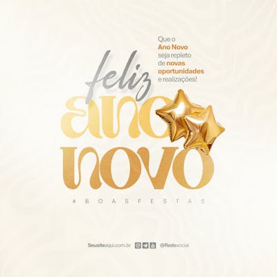 Feliz Ano Novo Reveillon Boas Festas Social Media Psd Editável