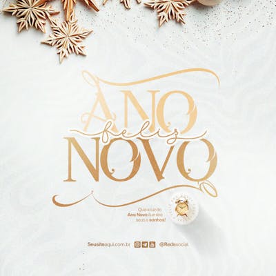Feliz Ano Novo Reveillon Boas Festas Social Media Psd Editável