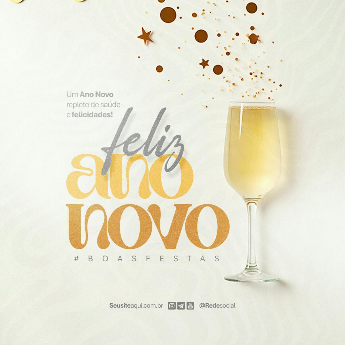 Postagem Feliz Ano Novo PSD Editável