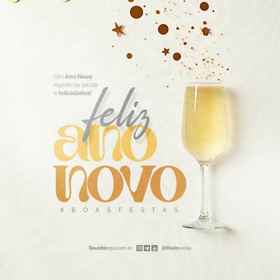Feliz Ano Novo Reveillon Boas Festas Social Media Psd Editável