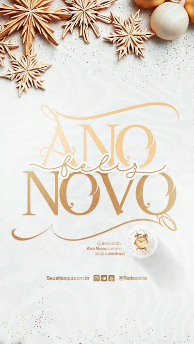 Feliz Ano Novo Reveillon Boas Festas Social Media Psd Editável