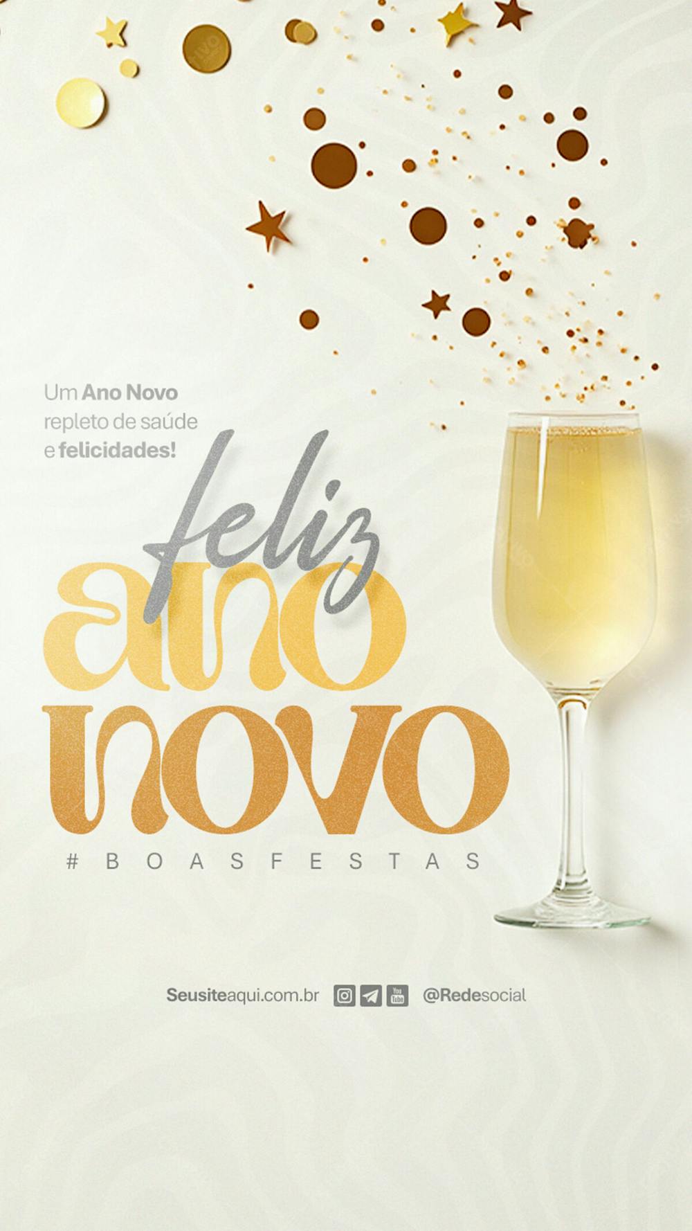 Feliz Ano Novo Reveillon Boas Festas Social Media Psd Editável