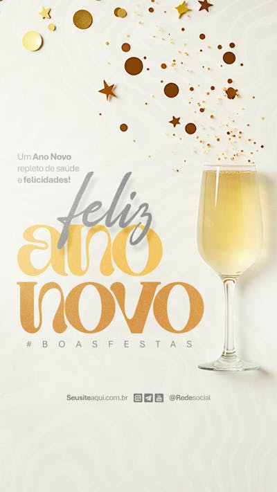 Feliz Ano Novo Reveillon Boas Festas Social Media Psd Editável